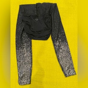 Beyond yoga maternity leggings, Black with silver shimmer, small